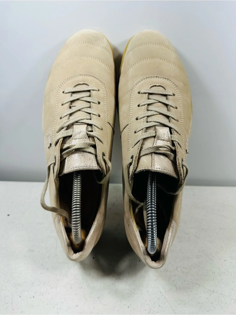 Mephisto Shoes Womens 9 Laser Trainer Sneaker Beige Leather Round Toe Lace Up
